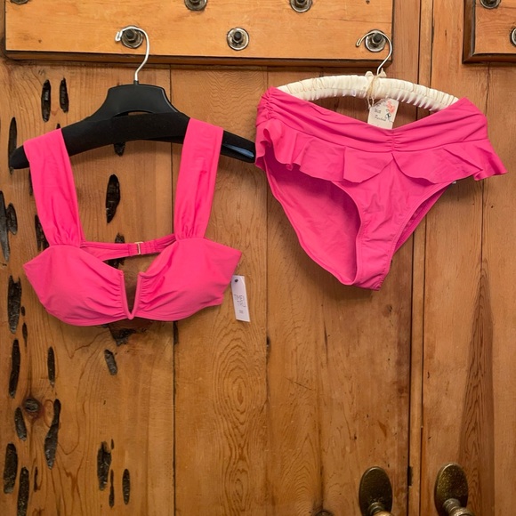 TIME and TRU Women's Button Front-Molded Cup SWIM SUIT -Size L (12-14) -Pink-NWT - Picture 2 of 15